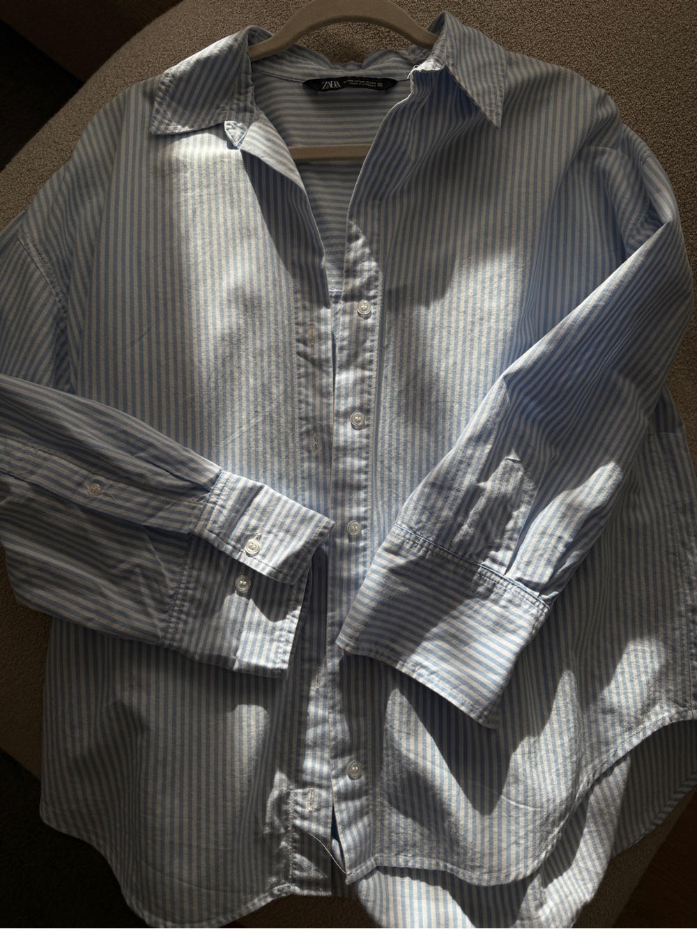 Zara Blue & White Stripe Button-Down Shirt